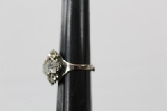 Ring Silver-Tone Alloy With Clear Stones Adjustable Size Band Vintage
