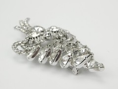 HIGH END Clear Glass Rhinestone 3D Effect Statement Brooch 4″ Unsigned Designer