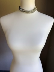 Vintage 1950’s Four Row Rhinestone Choker Style Necklace Silver Tone 15” Inch