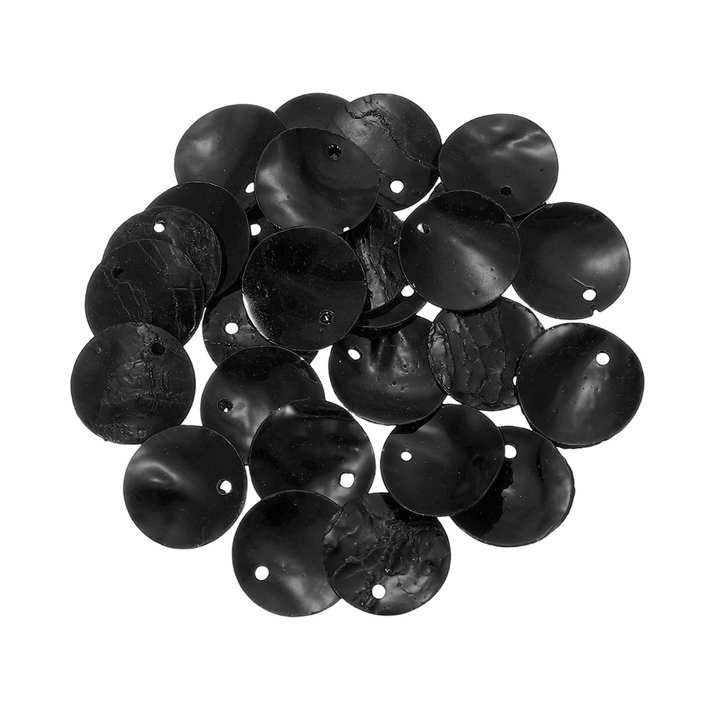 30Pcs Capiz Shells 1.5cm/0.6″ Round Black Shells for Crafts, Black