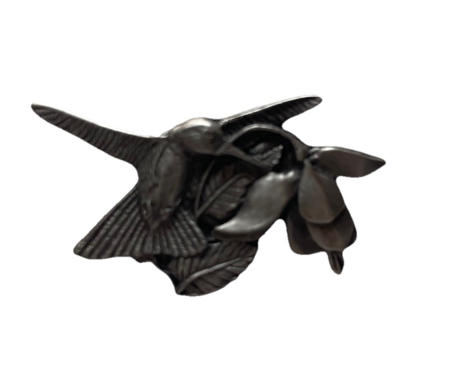 Birds And Blooms Hummingbirds Pewter Pin Brooch 1995 Tiny