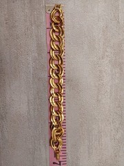 Vintage Signed Monet Gold Tone chunky double-link chain bracelet Estate Jewelry