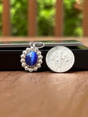 NOT AVAILABLE ! 925 Hazy Blue Dainty Sterling Silver Vintage Pendant