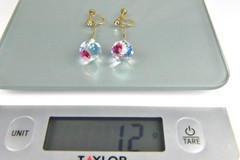 Vintage Czechoslovakia Czech Glass Dangle Screw Back Earrings Signed
