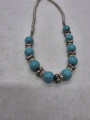 FAUX TURQUOISE NECKLACE Vintage Rare Mint Adjustable Womens Jewlery