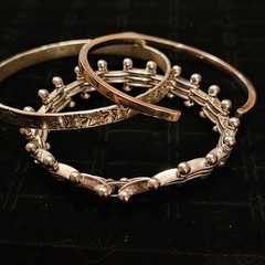 Lot of 3 Vintage Sterling Silver 925 Bracelets Bangle Cuff Studded Links 65g B86