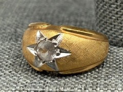 Vintage Celestial 18K HGE Yellow Gold Plated Vargas Sun Starburst Star Ring Sz 5