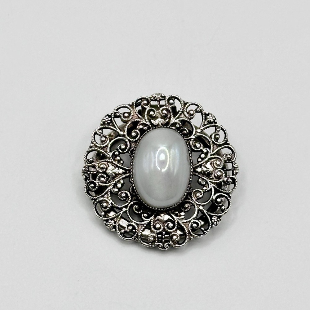 Vintage Antique Ornate Filigree Scarf Ring Clip