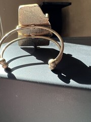 Yellow Rutilated Quartz Vintage Cuff Bracelet Large Chunky Semiprecious gemstone