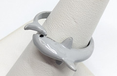 UCS LLC Cute Gray Curved Shark Sz 7 Adjustable Ring Sealife Animals