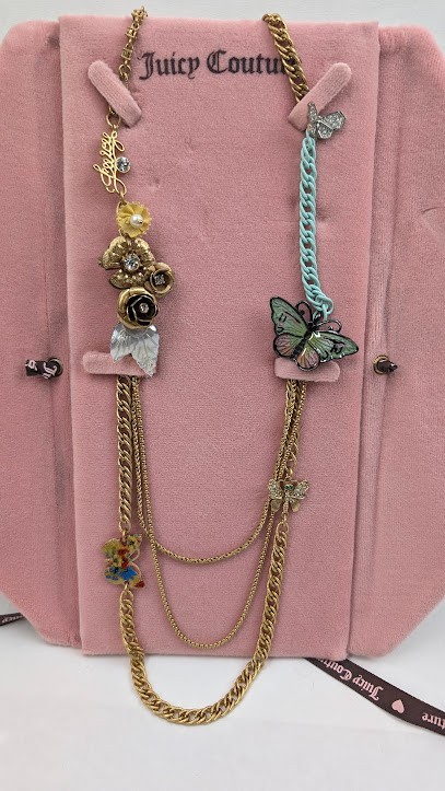 Vintage Y2K NWT 2008 JUICY COUTURE Butterfly NECKLACE. Retired & Rare 35″