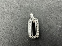 2.26g Vintage Sterling Silver 925 Floral Etched Open Rectangle Pendant M