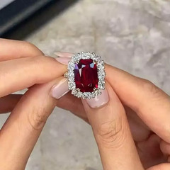 4.00Ct Cushion Cut Lab-Created Ruby Women Engagement Ring 14K White Gold Finish