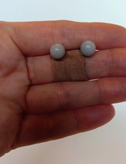 Vintage Goldtone Light Lavender Jade Stud Earrings 9 mm