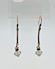 925 Crystal Drop Earrings 1.75in Sterling Silver 2g Aqua Blue Amber Tone Bicone