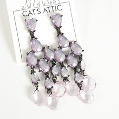 Dark Gothic Romance Black & Purple Filigree, Chandelier, & Faceted Crystal Mix
