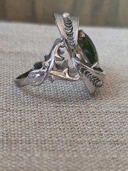 Vintage Beautiful Unusual Ornate Jade Ring Size 4.75