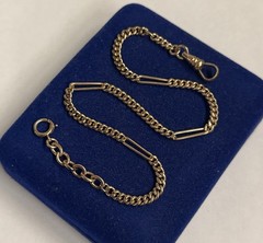 BOLD! 11.2g Cuban Curb Gold filled fob victorian Vtg Gf 13.3” Figaro 3.9mm