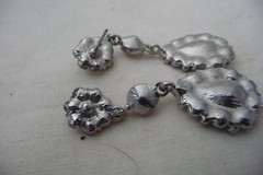 AB FACETED GLASS TEAR DROP W RHINESTONES DANGLE DROP #9/3A PIERCED EARRINGS