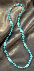 Lovely VTG MIRIAM HASKELL Hand-Strung Turquoise Art Glass Bead Necklace Signed