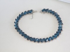 Sterling Silver 925 Natural Heated London Blue Topaz Tennis Bracelet 7.5″