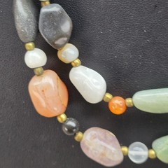 Vintage Beggars Beads Necklace Boho Agate 36 Inch
