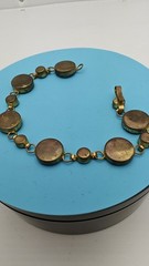 Italian Vtg c1930s Micro Mosaic Multi Color Floral Design Linked Bracelet Size 7