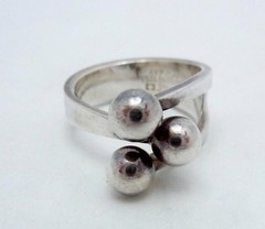 Vintage Anna Greta Eker Norway Sterling Silver Beaded Modernist Ring 27392