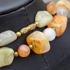 Vintage Beggars Beads Necklace Boho Agate 36 Inch