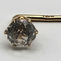 Vintage 14K Gold White stone Stick pin lapel tie Estate fine jewelry