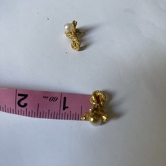 Vintage Gold Tone Knotted Rope Pearl Earrings