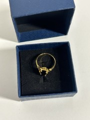 Vintage Black Cubic Zirconia Ring Gold Plated Womens Size 6.5