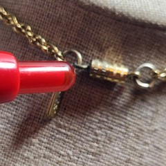 1928 Gold Tone Perfume Needle case Necklace Ornate Engraved Amphora Pendant 30in