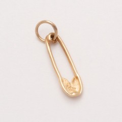 VINTAGE 14K GOLD BABY SAFETY PIN CHARM PENDANT with BAIL 0.5g 20x5mm 1950s USA