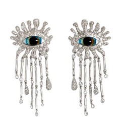 Schiaparelli vintage Eye Tassel Ear Piercing Pin WITH BOX