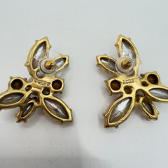 J.Crew Earrings Gold Tone Multicolor Rhinestone Pierced Signed 1.25″