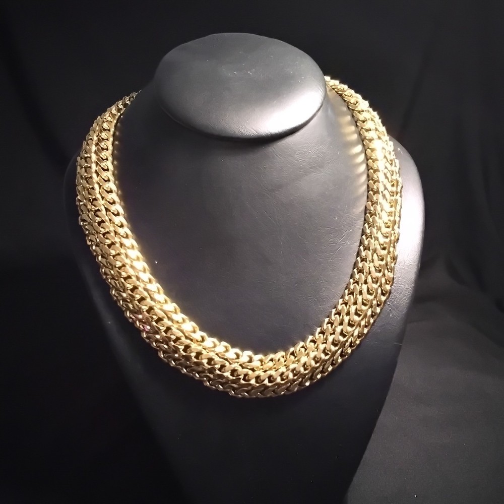 Vintage Givenchy Triple Row Goldtone Curb Link 16″ -18″ Heavy Chain
