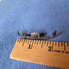 Vintage Silver Tone Pin Brooch, Hinged Clasp, Approx 2 in, 1.75 in Length