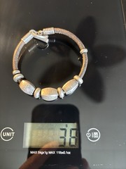 James Avery Retired Brown Leather Silver Nugget Bracelet 7.5″ 38g RARE!!!