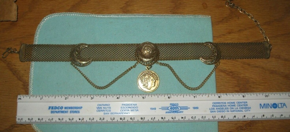Egyptian Revival Choker with Crescents Inset Gold Coin Alexander the Great Medal