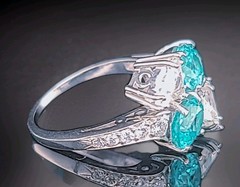 Platinum Vintage Natural Diamond Ring 3.94ct Oval Neon Blue Tourmaline
