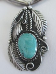 VINTAGE NAVAJO STERLING PENDANT & BENCH BEAD NECKLACE, 2 1/8 IN, 19″ NECKLACE RT
