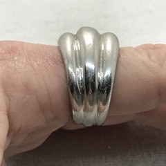 Vintage 18K HGE White Gold Plated Wide Band Domed Ring varied sizes
