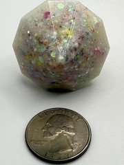 BIG Confetti Resin/Lucite Cocktail Ring Silver Tone Size 8.5 Can Adjust Smaller