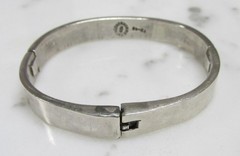 Taxco Sterling Silver Turquoise Hinged Bangle Bracelet ~ 41.4g ~ 4-A272