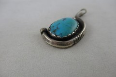 Pendant Vintage Native SouthWest Turquoise n Sterling Silver Old Pawn Small-Sz.