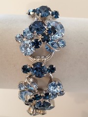 Vtg Juliana 5 Link Bracelet D&E Royal & Baby Blue Rhinestone Silver Tone Safety
