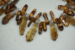 Vintage Chunky Statement Necklace Tigers Eye and Natural Quartz Crystals 19″-22″