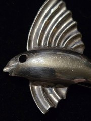 Sterling Silver 1930s Art Deco Flying Fish Cute Marked Sterling As Pictured