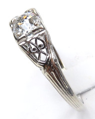 Antique Art Deco 1920’s Diamond Engagement 18KW Ring Size 8.5 UK-Q1/2 EGL USA